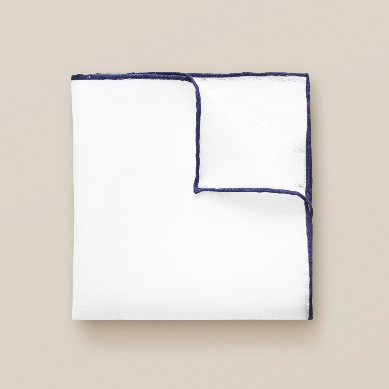 Navy-Detail White Linen Pocket Square - ETON 3 Navy-Detail White Linen Pocket Square - ETON