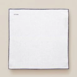 Navy-Detail White Linen Pocket Square - ETON 6 Navy-Detail White Linen Pocket Square - ETON -ETON Store 6337 2651e4c089 original