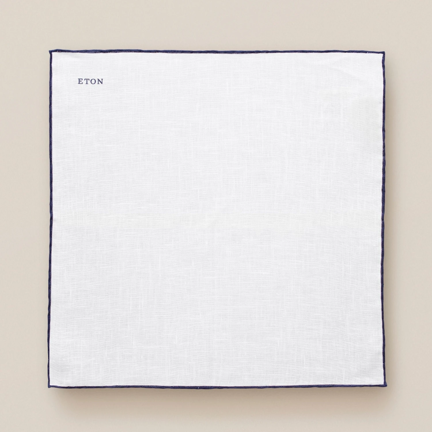 Navy-Detail White Linen Pocket Square - ETON 4 Navy-Detail White Linen Pocket Square - ETON - Image 2