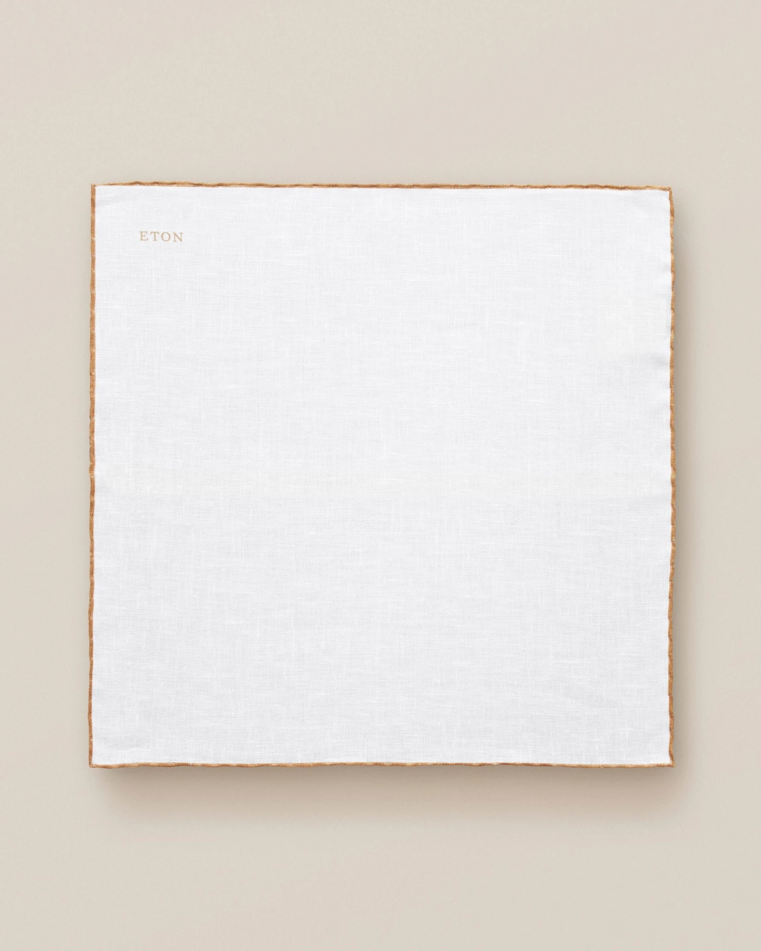White With Beige Detail Linen Pocket Square - ETON 4 White With Beige Detail Linen Pocket Square - ETON - Image 2