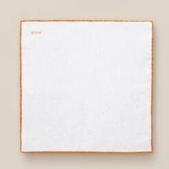 Orange-Detail White Linen Pocket Square - ETON 6 Orange-Detail White Linen Pocket Square - ETON -ETON Store 6339 5cae093292 original