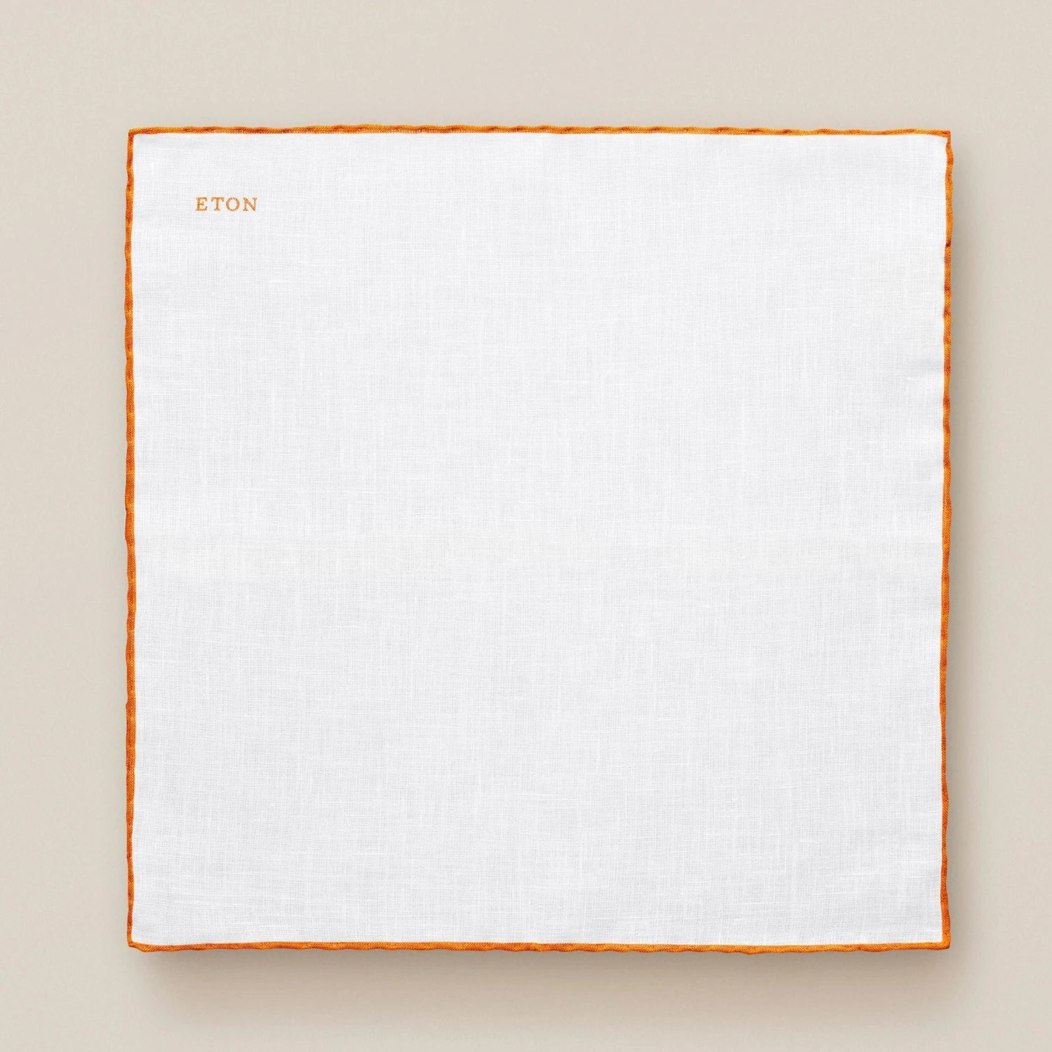 Orange-Detail White Linen Pocket Square - ETON 4 Orange-Detail White Linen Pocket Square - ETON - Image 2