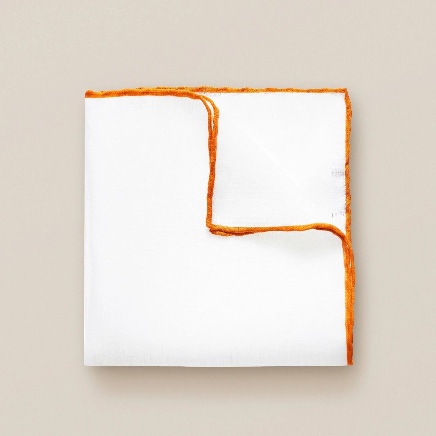Orange-Detail White Linen Pocket Square - ETON 3 Orange-Detail White Linen Pocket Square - ETON