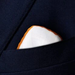 Orange-Detail White Linen Pocket Square - ETON 7 Orange-Detail White Linen Pocket Square - ETON -ETON Store 6339 fdacb32b14 original