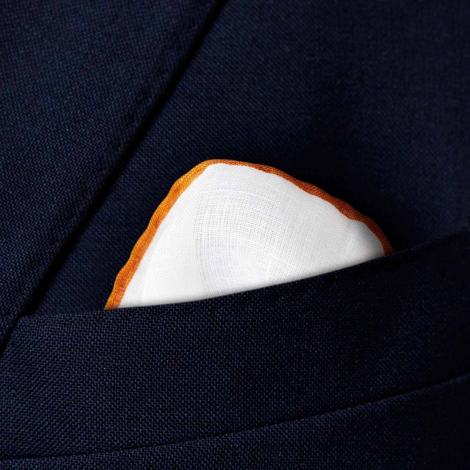 Orange-Detail White Linen Pocket Square - ETON 5 Orange-Detail White Linen Pocket Square - ETON - Image 3