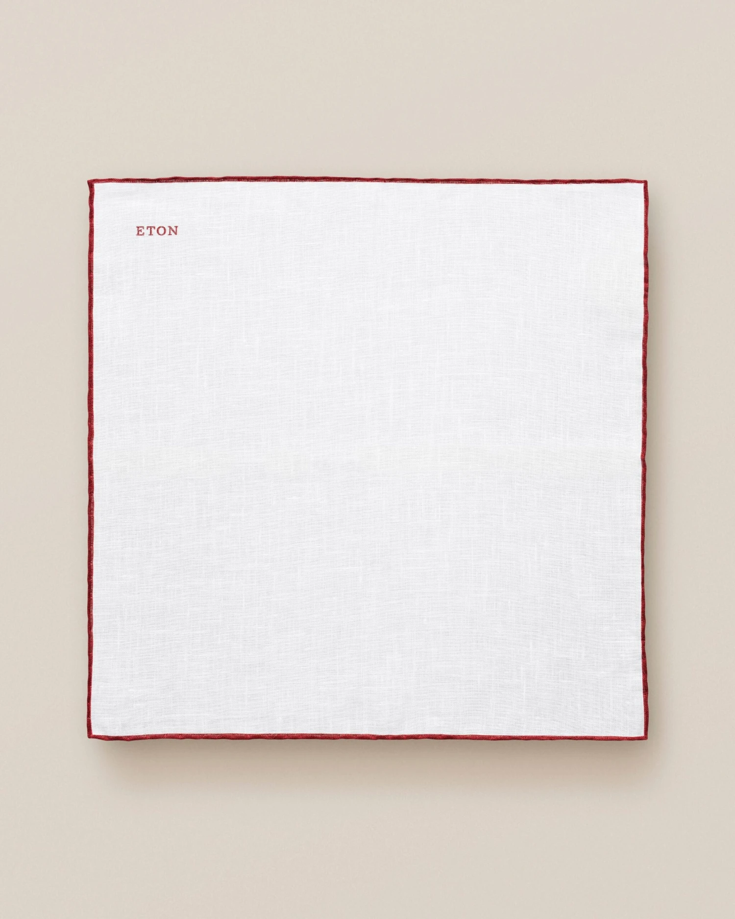 White With Red Edges Linen Pocket Square - ETON 4 White With Red Edges Linen Pocket Square - ETON - Image 2