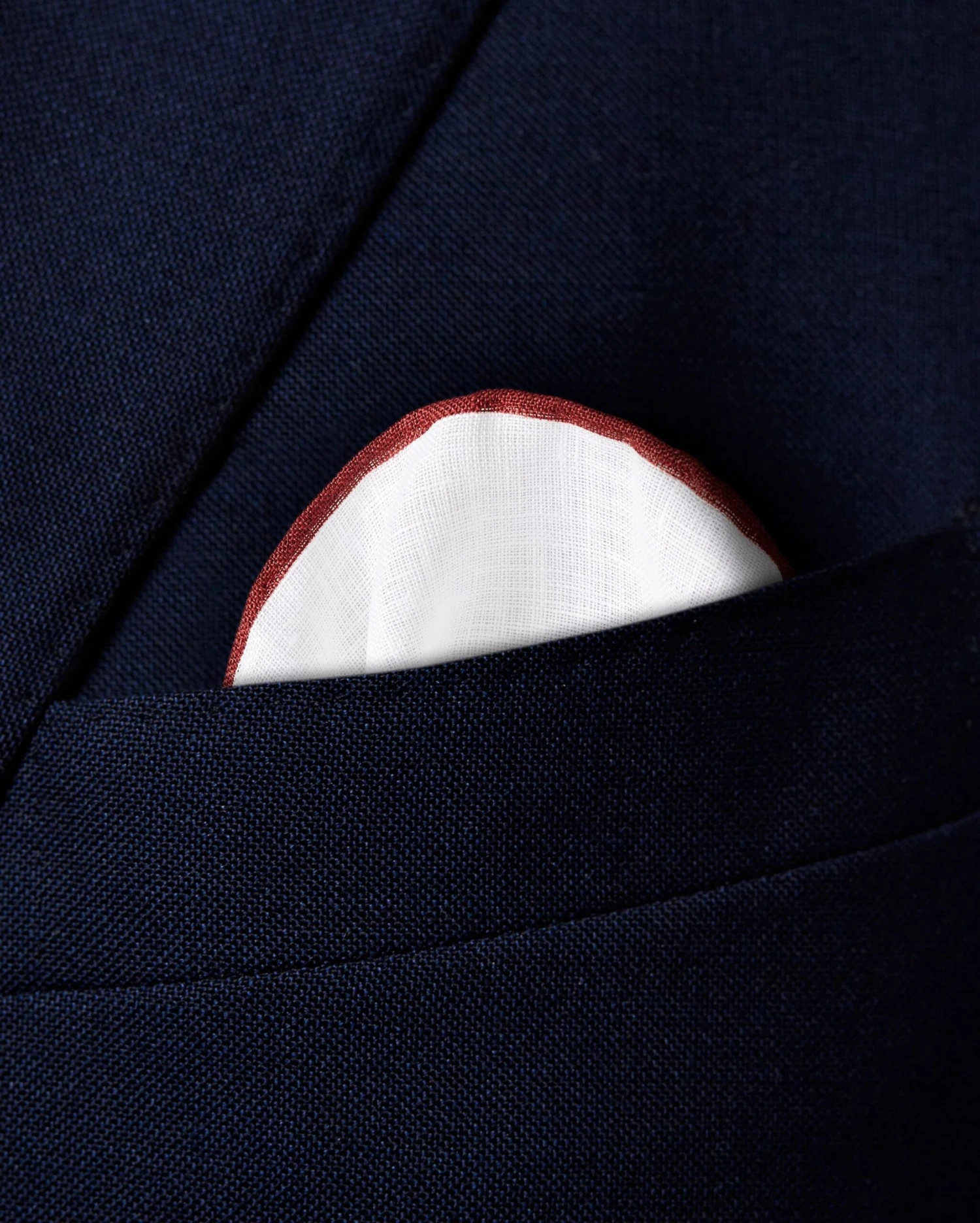 White With Red Edges Linen Pocket Square - ETON 5 White With Red Edges Linen Pocket Square - ETON - Image 3