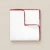 White With Red Edges Linen Pocket Square - ETON