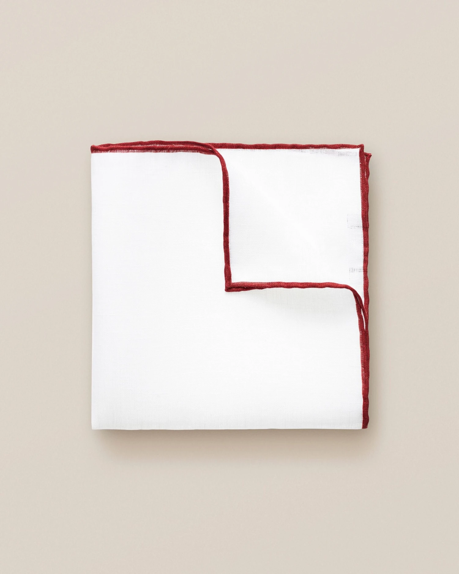 White With Red Edges Linen Pocket Square - ETON 3 White With Red Edges Linen Pocket Square - ETON