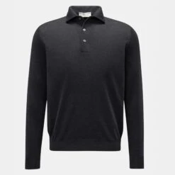 Anthracite Charcoal Royal Merino Wool Polo Shirt - FILIPPO DE LAURENTIIS