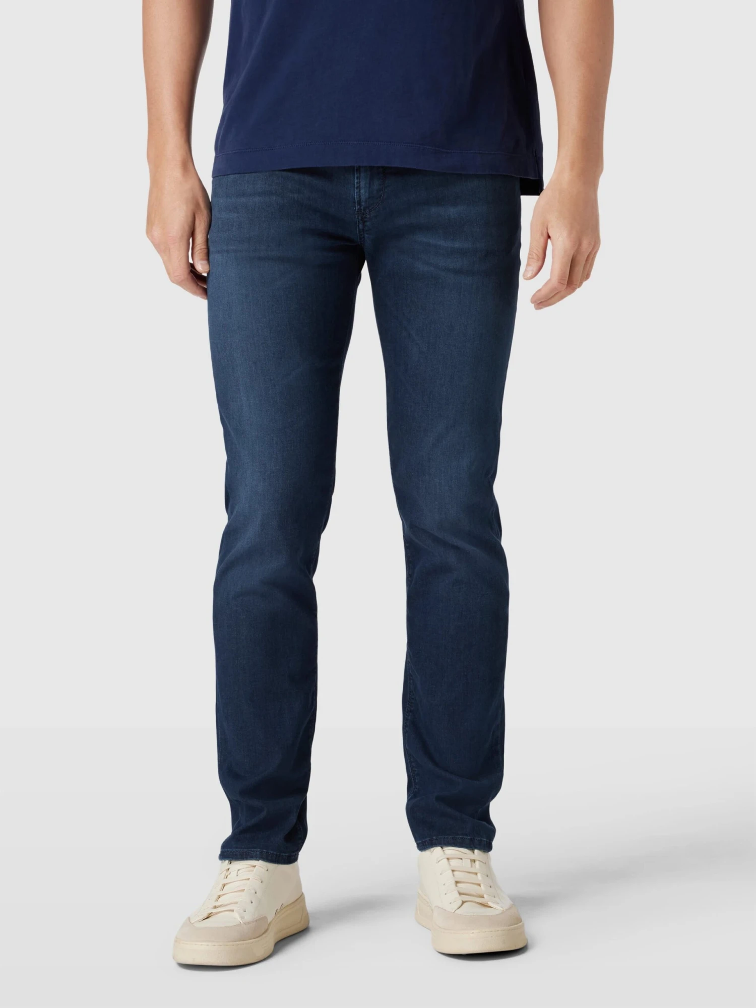 Mid Blue Denim Tencel-Cotton Regular Fit (Pipe) Jeans - Alberto 3 Mid Blue Denim Tencel-Cotton Regular Fit (Pipe) Jeans - Alberto