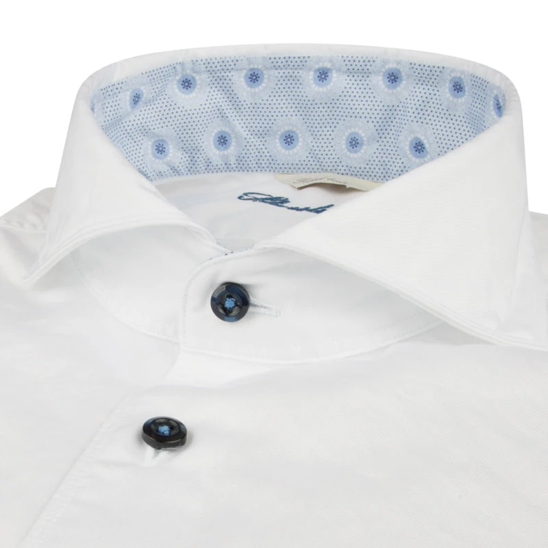 Stenströms White Contrast Trim Cotton Twill Fitted Body Shirt 4 Stenströms White Contrast Trim Cotton Twill Fitted Body Shirt - Image 2