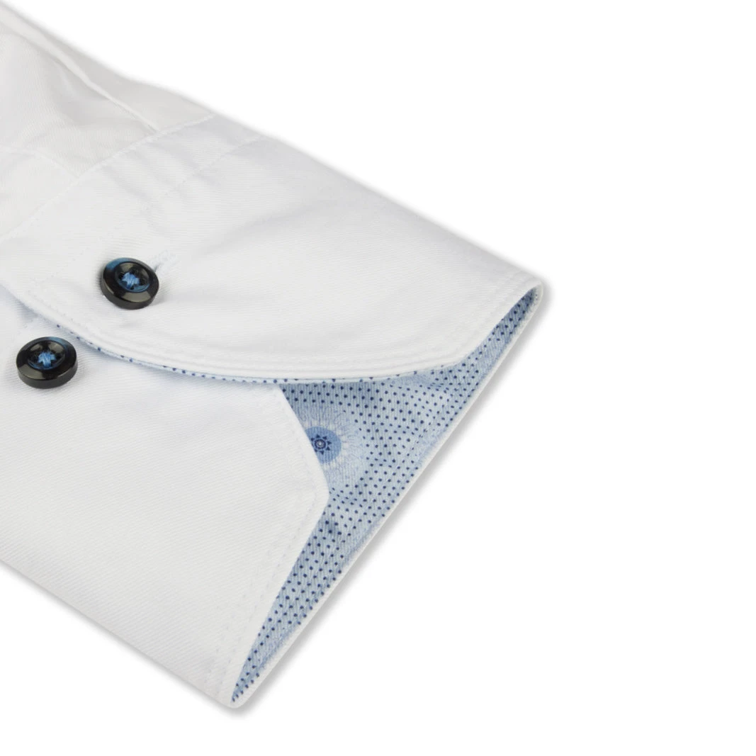 Stenströms White Contrast Trim Cotton Twill Fitted Body Shirt 5 Stenströms White Contrast Trim Cotton Twill Fitted Body Shirt - Image 3