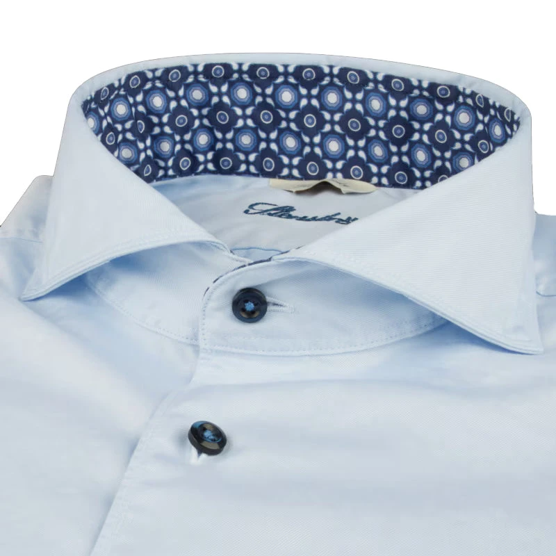 Stenströms Blue Contrast Trim Cotton Twill Fitted Body Shirt 4 Stenströms Blue Contrast Trim Cotton Twill Fitted Body Shirt - Image 2