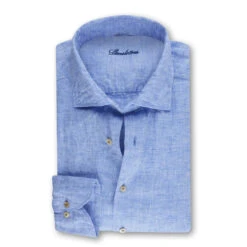 Blue Linen Fitted Body Shirt - Stenströms