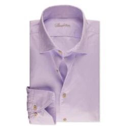 Lavender Garment Wash Fitted Body Casual Poplin Shirt - Stenströms