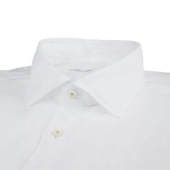 White Linen Short Sleeves Fitted Body Shirt - Stenströms -ETON Store 6757247970000 3