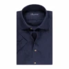 Dark Blue Linen Short Sleeves Fitted Body Shirt - Stenströms 2 Dark Blue Linen Short Sleeves Fitted Body Shirt - Stenströms -ETON Store 6757247970160 1