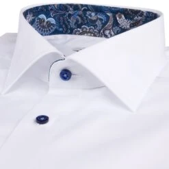 White W/ Navy Contrast Twill Fitted Body Shirt - Stenströms 7 White W/ Navy Contrast Twill Fitted Body Shirt - Stenströms -ETON Store 6847510522000 3