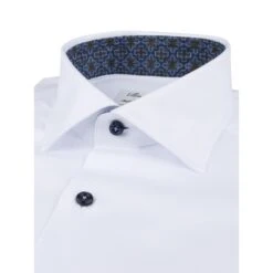 White W/ Blue Contrast Textured Twill Fitted Body Shirt - Stenströms 6 White W/ Blue Contrast Textured Twill Fitted Body Shirt - Stenströms -ETON Store 6847510536000 3