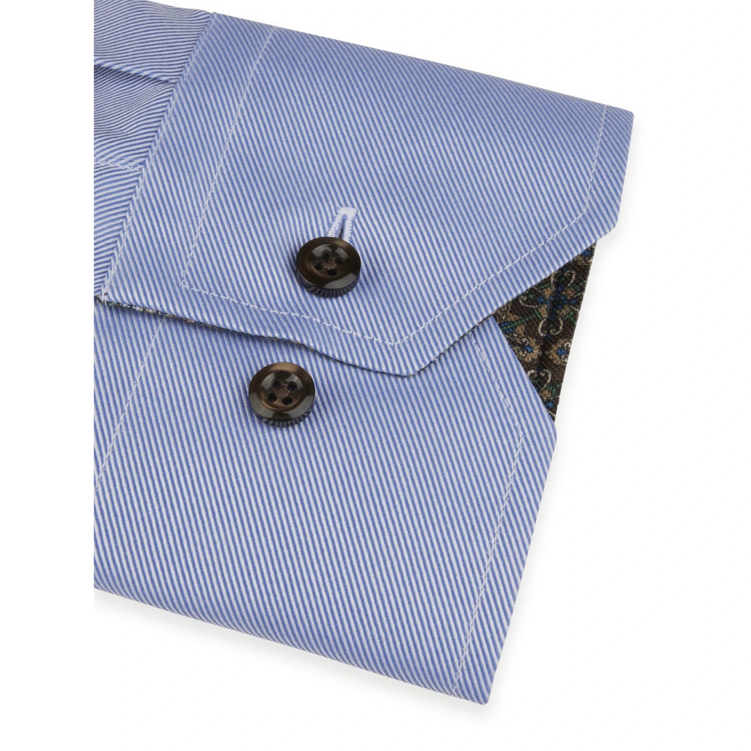 Blue W/ Contrast Textured Twill Fitted Body Shirt - Stenströms 5 Blue W/ Contrast Textured Twill Fitted Body Shirt - Stenströms - Image 3