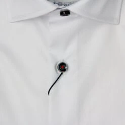 White W/ Contrast Details & Heart Motif Trim Fitted Body Shirt - Stenströms -ETON Store 6847510556000 Stenstroms Fitted Body 1