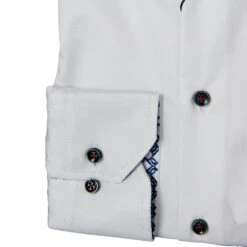 White W/ Contrast Details & Heart Motif Trim Fitted Body Shirt - Stenströms -ETON Store 6847510556000 Stenstroms Fitted Body 2