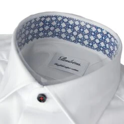 White W/ Contrast Details & Heart Motif Trim Fitted Body Shirt - Stenströms -ETON Store 6847510556000 Stenstroms Fitted Body 3