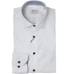 White W/ Contrast Details & Heart Motif Trim Fitted Body Shirt - Stenströms
