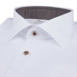 White With Brown Contrast Fitted Body Twill Shirt - Stenströms 6 White With Brown Contrast Fitted Body Twill Shirt - Stenströms -ETON Store 6847510564000 3