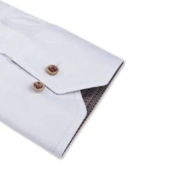 White With Brown Contrast Fitted Body Twill Shirt - Stenströms 7 White With Brown Contrast Fitted Body Twill Shirt - Stenströms -ETON Store 6847510564000 5