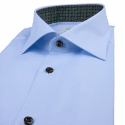 Blue Textured Twill Fitted Body Shirt W/ Contrast Details - Stenströms 10 Blue Textured Twill Fitted Body Shirt W/ Contrast Details - Stenströms -ETON Store 6847510565100 3