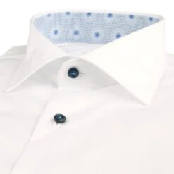 White W/ Contrast Blue Details Cotton Twill Fitted Body Shirt - Stenströms 6 White W/ Contrast Blue Details Cotton Twill Fitted Body Shirt - Stenströms -ETON Store 6847510568000 3