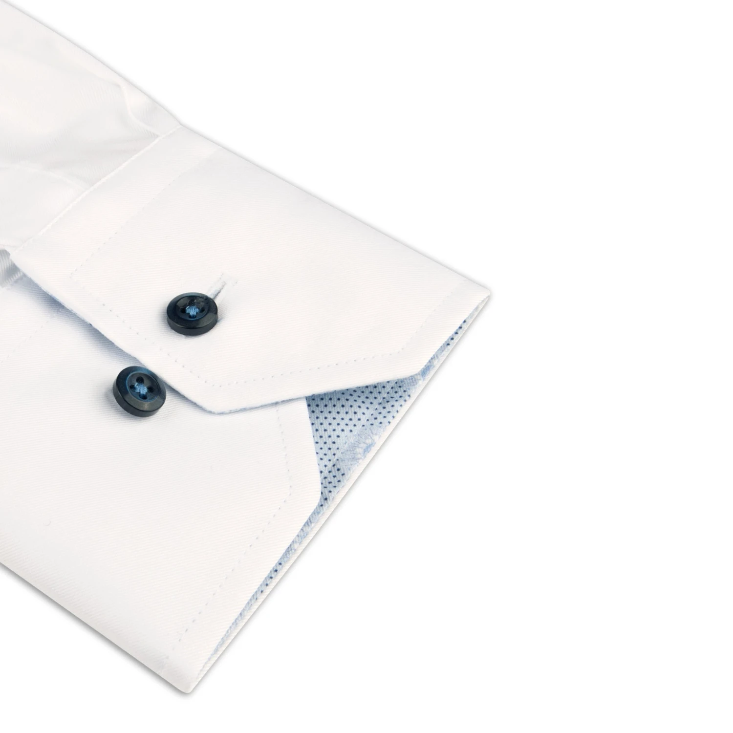 White W/ Contrast Blue Details Cotton Twill Fitted Body Shirt - Stenströms 5 White W/ Contrast Blue Details Cotton Twill Fitted Body Shirt - Stenströms - Image 3