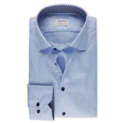 Blue Neat W/ Contrast Trims Twill Slimline Shirt - Stenströms