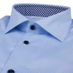 Blue Neat W/ Contrast Trims Twill Fitted Body Shirt - Stenströms 5 Blue Neat W/ Contrast Trims Twill Fitted Body Shirt - Stenströms -ETON Store 6847510569110 3 1