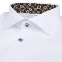 White W/ Floral Contrast Twill Fitted Body Shirt - Stenströms -ETON Store 6847510571000 3