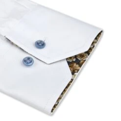 White W/ Floral Contrast Twill Fitted Body Shirt - Stenströms -ETON Store 6847510571000 5