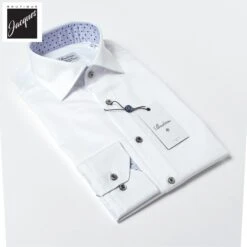 White Cotton Twill Fitted Body Dress Shirt With Geometric Trim - Stenströms 8 White Cotton Twill Fitted Body Dress Shirt With Geometric Trim - Stenströms -ETON Store 6847510603000 2