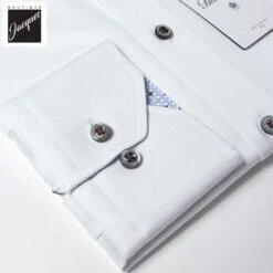 White Cotton Twill Fitted Body Dress Shirt With Geometric Trim - Stenströms 10 White Cotton Twill Fitted Body Dress Shirt With Geometric Trim - Stenströms -ETON Store 6847510603000 3