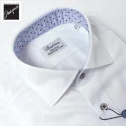 White Cotton Twill Fitted Body Dress Shirt With Geometric Trim - Stenströms 9 White Cotton Twill Fitted Body Dress Shirt With Geometric Trim - Stenströms -ETON Store 6847510603000 4