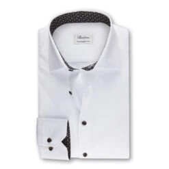 White Fitted Body Shirt With Contrast - Stenströms