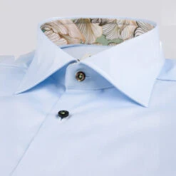 Light Blue Contrast Twill Fitted Body Shirt - Stenströms -ETON Store 6847710615100 3