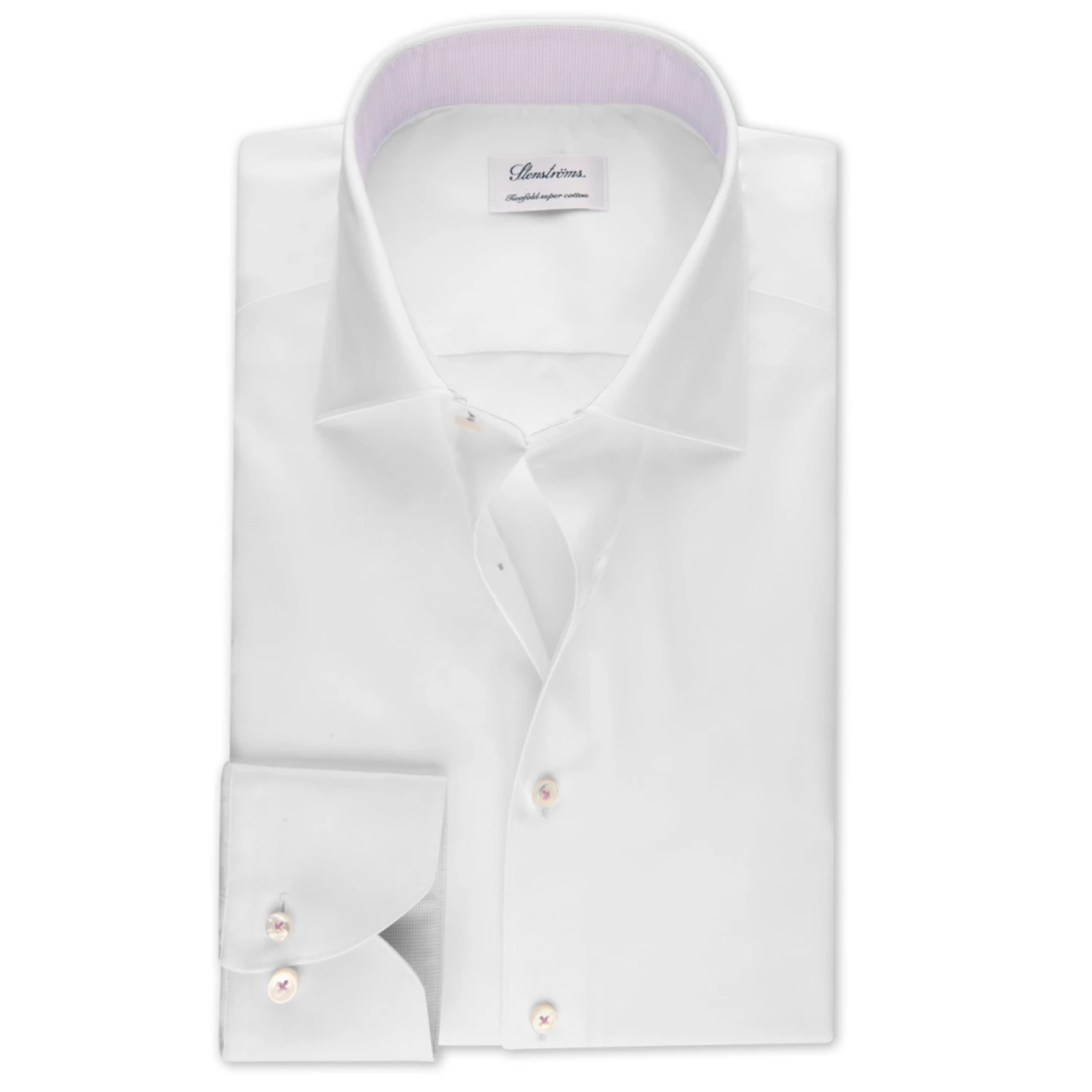 White Contrast Twill Fitted Body Shirt - Stenströms 3 White Contrast Twill Fitted Body Shirt - Stenströms