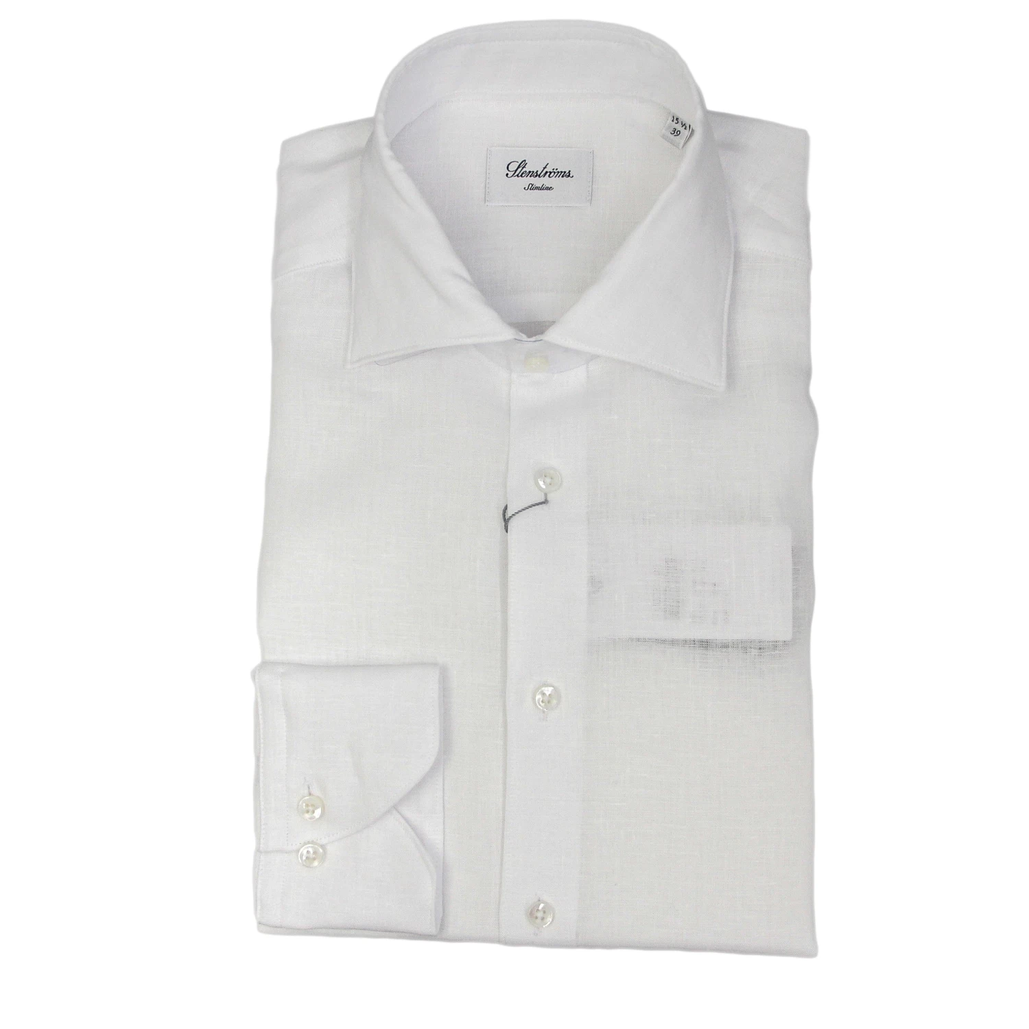 White Linen Slimline Dress Shirt - Stenströms 3 White Linen Slimline Dress Shirt - Stenströms