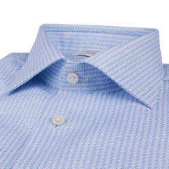 Stenströms Light Blue Patterned Cotton Twill Slimline Shirt 6 Stenströms Light Blue Patterned Cotton Twill Slimline Shirt -ETON Store 7027918800111 3