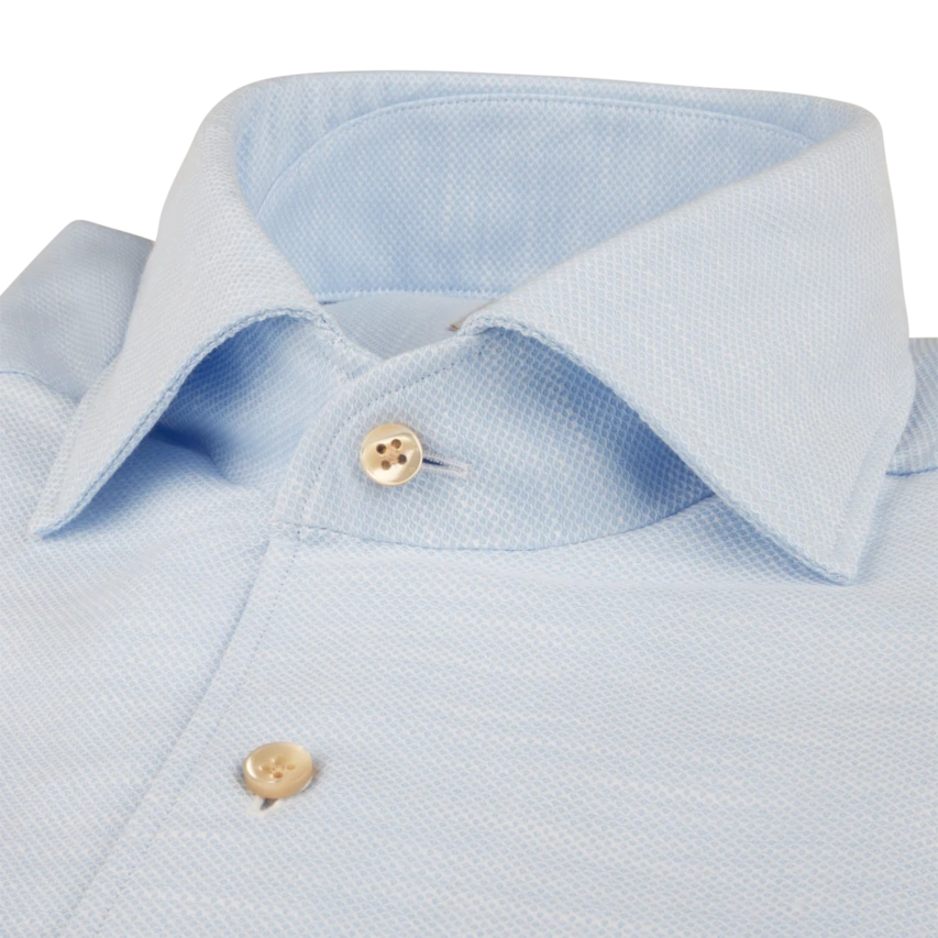 Casual Blue Textured Twill Slimline Shirt - Stenströms 4 Casual Blue Textured Twill Slimline Shirt - Stenströms - Image 2