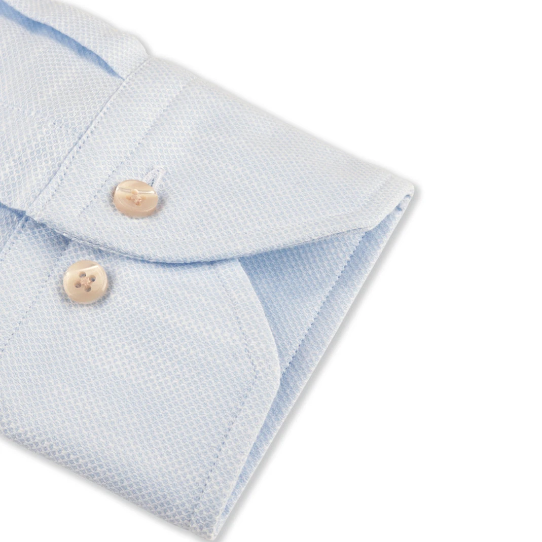 Casual Blue Textured Twill Slimline Shirt - Stenströms 5 Casual Blue Textured Twill Slimline Shirt - Stenströms - Image 3