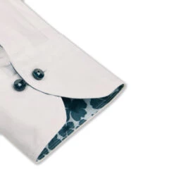 White Garment Wash Slimline Casual Shirt With Blue Floral Trim - Stenströms 7 White Garment Wash Slimline Casual Shirt With Blue Floral Trim - Stenströms -ETON Store 7742210611000 5