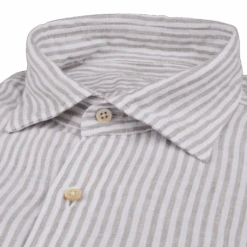 Gray Striped Linen Casual Slimline Shirt - Stenströms 10 Gray Striped Linen Casual Slimline Shirt - Stenströms -ETON Store 7747218787322 3